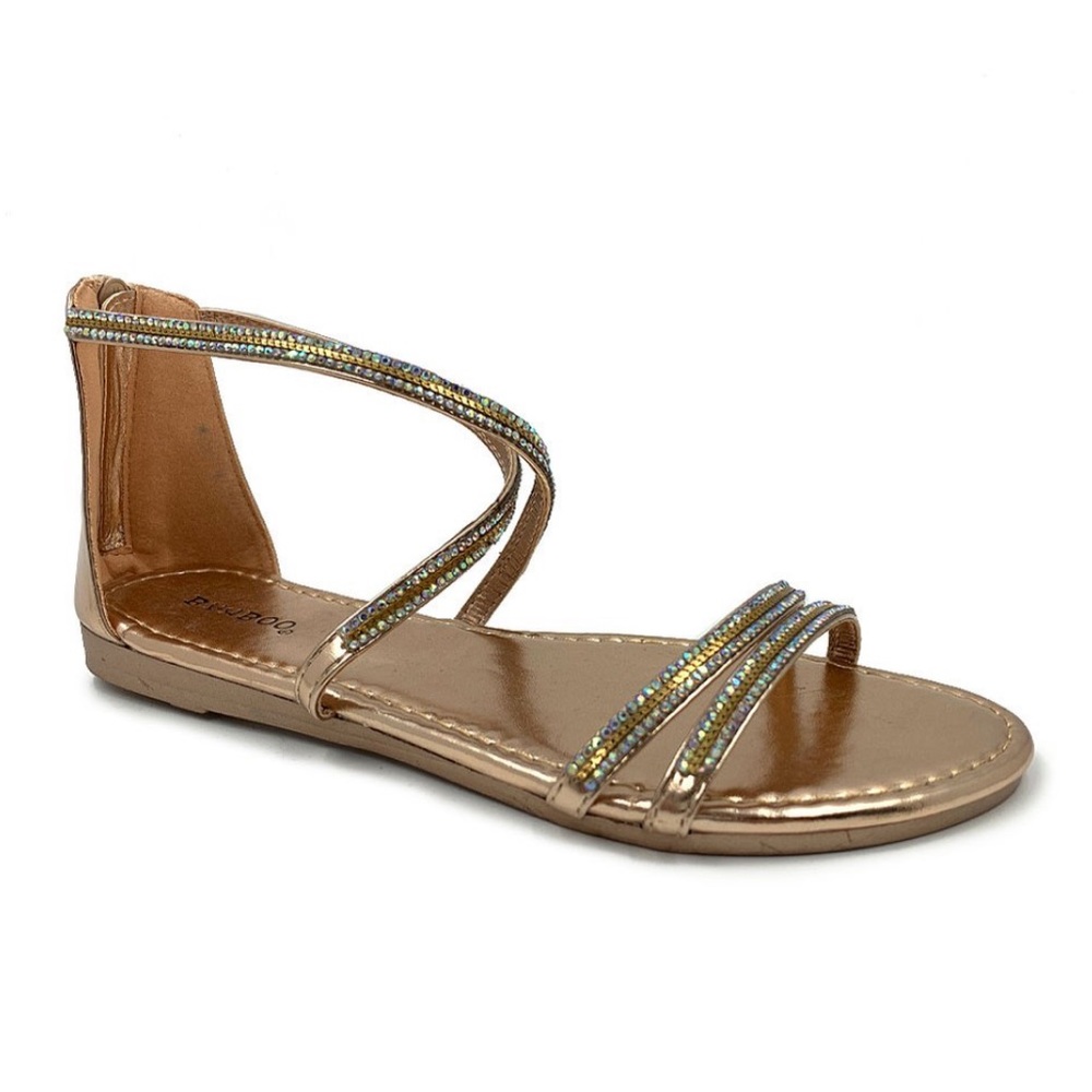 New rose gold and delicate rhinestone sandals sz 7